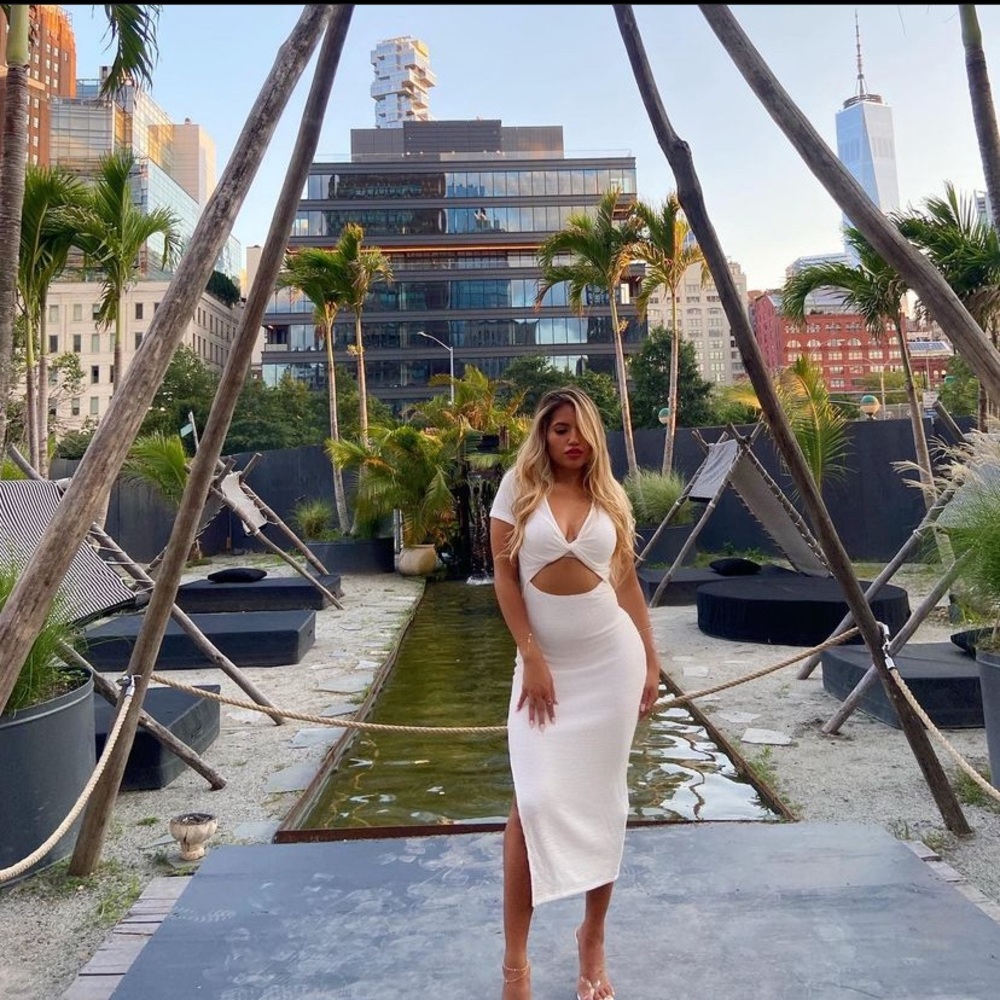 Sexy white midi cutout dress